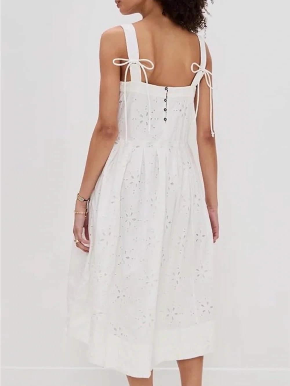 Free People Primavera Eyelet Midi Dress White Cotton Cottagecore L